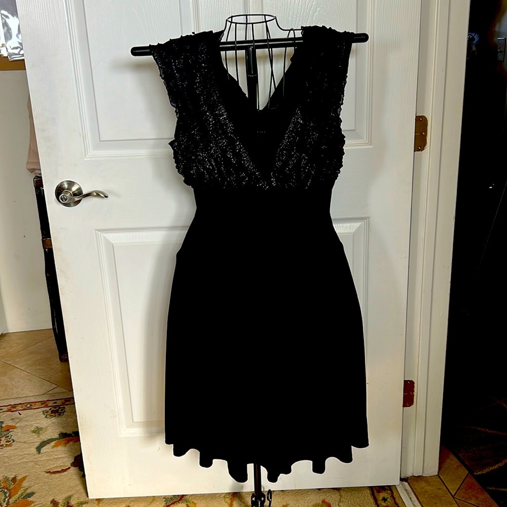 CONNECTED MIDI Dress, BLACK with Silver Accent, Super Stretch GORGEOUS